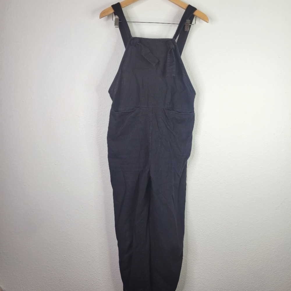 Beaton linen black overalls pants XS HTF!